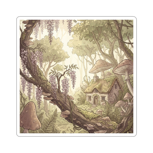 Fukinsei Wisteria Sticker - Cottagecore Mushroom Illustration Art Print