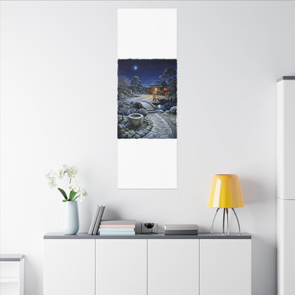 Moonlit Garden Winter Canvas Art | Kintsugi Artful Design