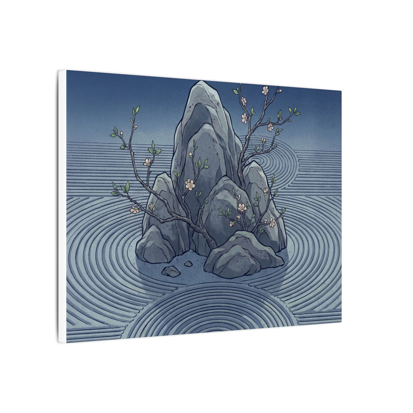 Spring Rock Garden Ukiyo E Inspired Canvas Art | Tranquil Decor