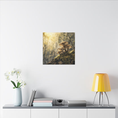 Wild Mushrooms Canvas Art | Spring Japandi Watercolor Art