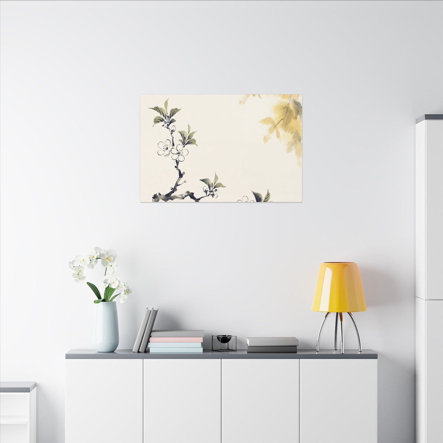 Kanso Cherry Blossom Canvas Art - Zen Sumi E Art Print