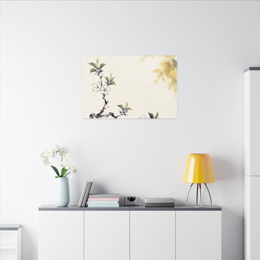 Kanso Cherry Blossom Canvas Art - Zen Sumi E Art Print