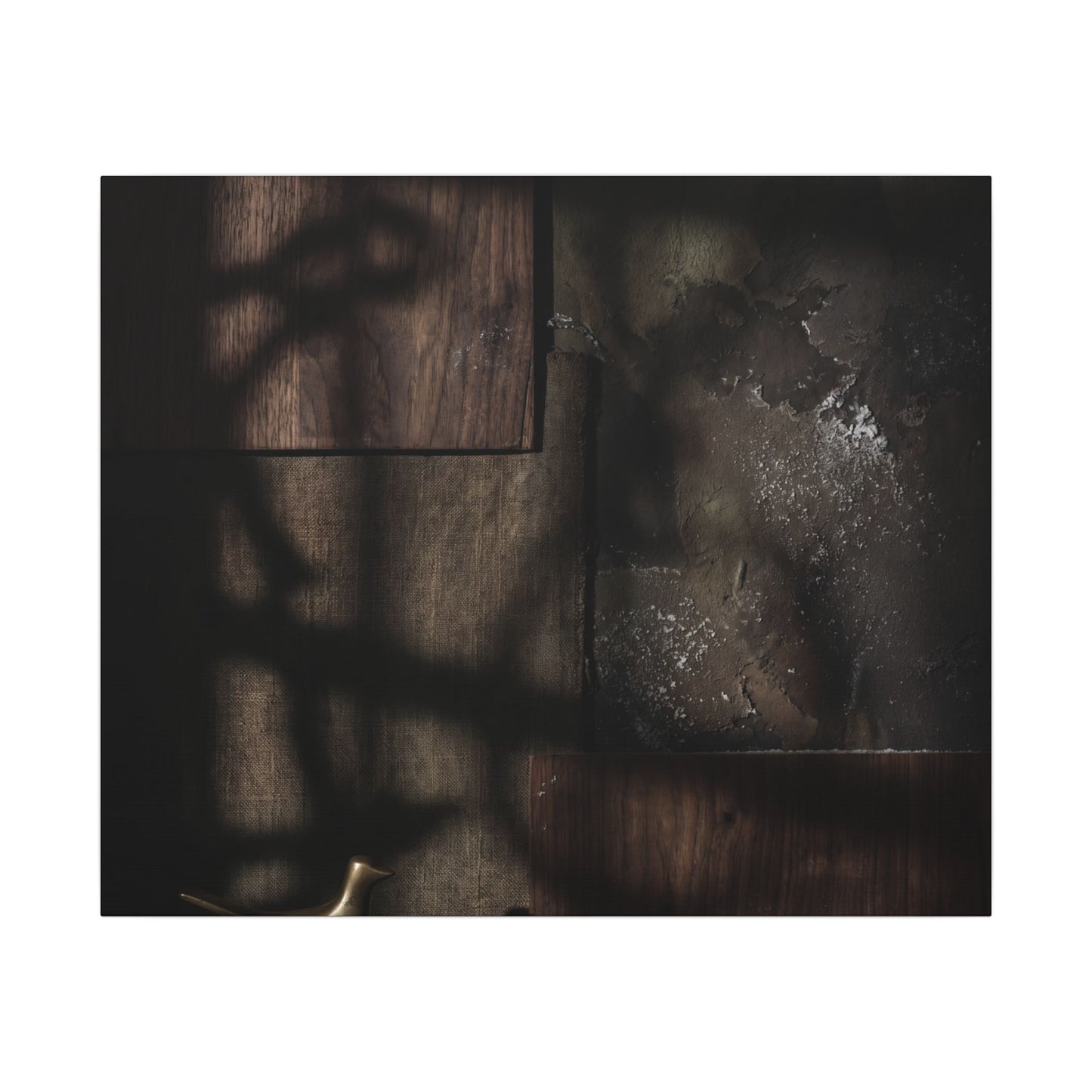 Dark Japandi Shadow Play in Candlelight | Dark Texture Canvas Art