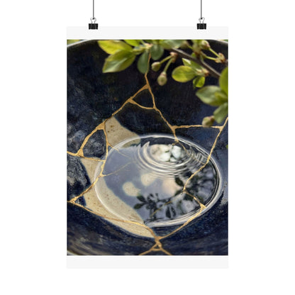 Seijaku Water Ripple Wall Art Print - Kintsugi Gold Repair Art Print