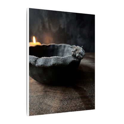 Ceramic Bowl Canvas Art | Winter Dark Japandi Shadow Zen Art