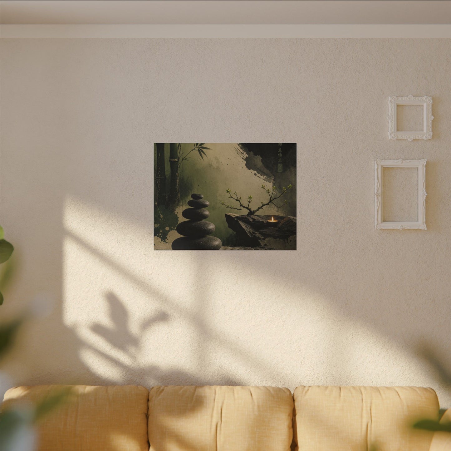 River Stones Spring Canvas Art | Zen Contemplative Design