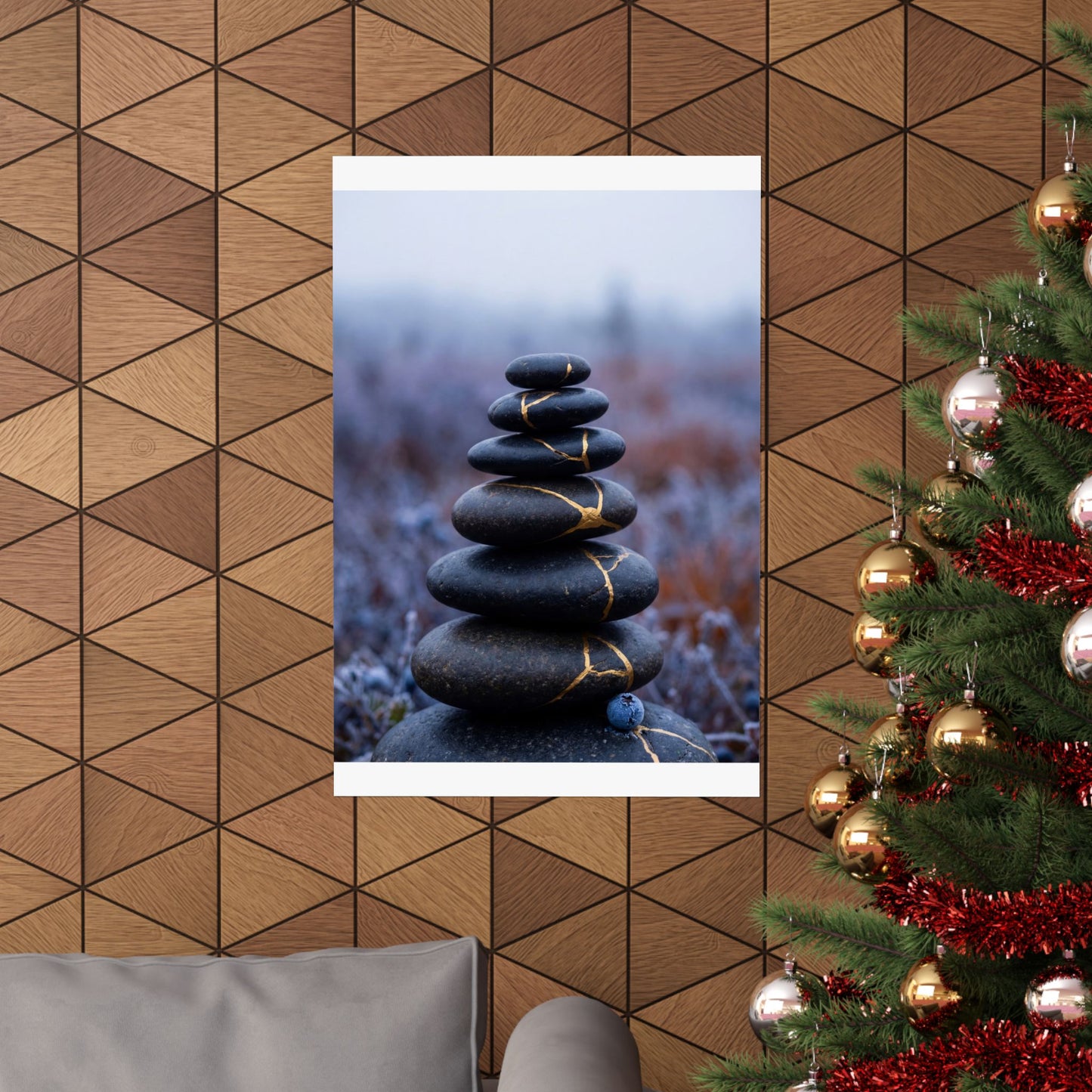 Kintsugi River Stones in Overcast | Broken Beauty Wall Art Print