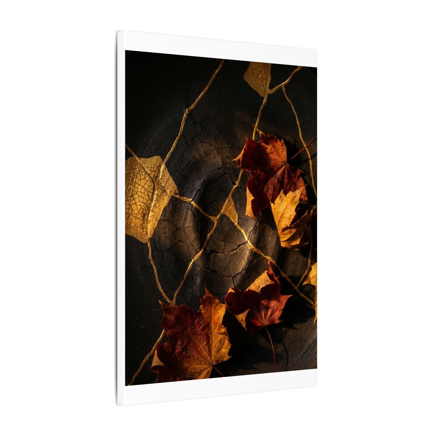 Resilient Shadow Play Canvas Art - Crackle Gold Kintsugi
