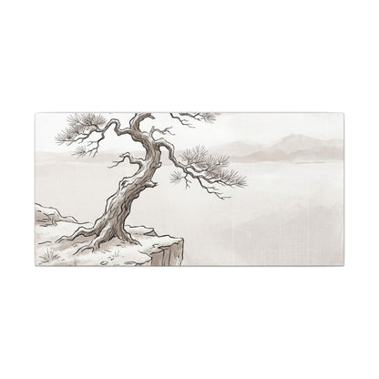Neutral Pine Tree Canvas Art - Minimal Line Japandi