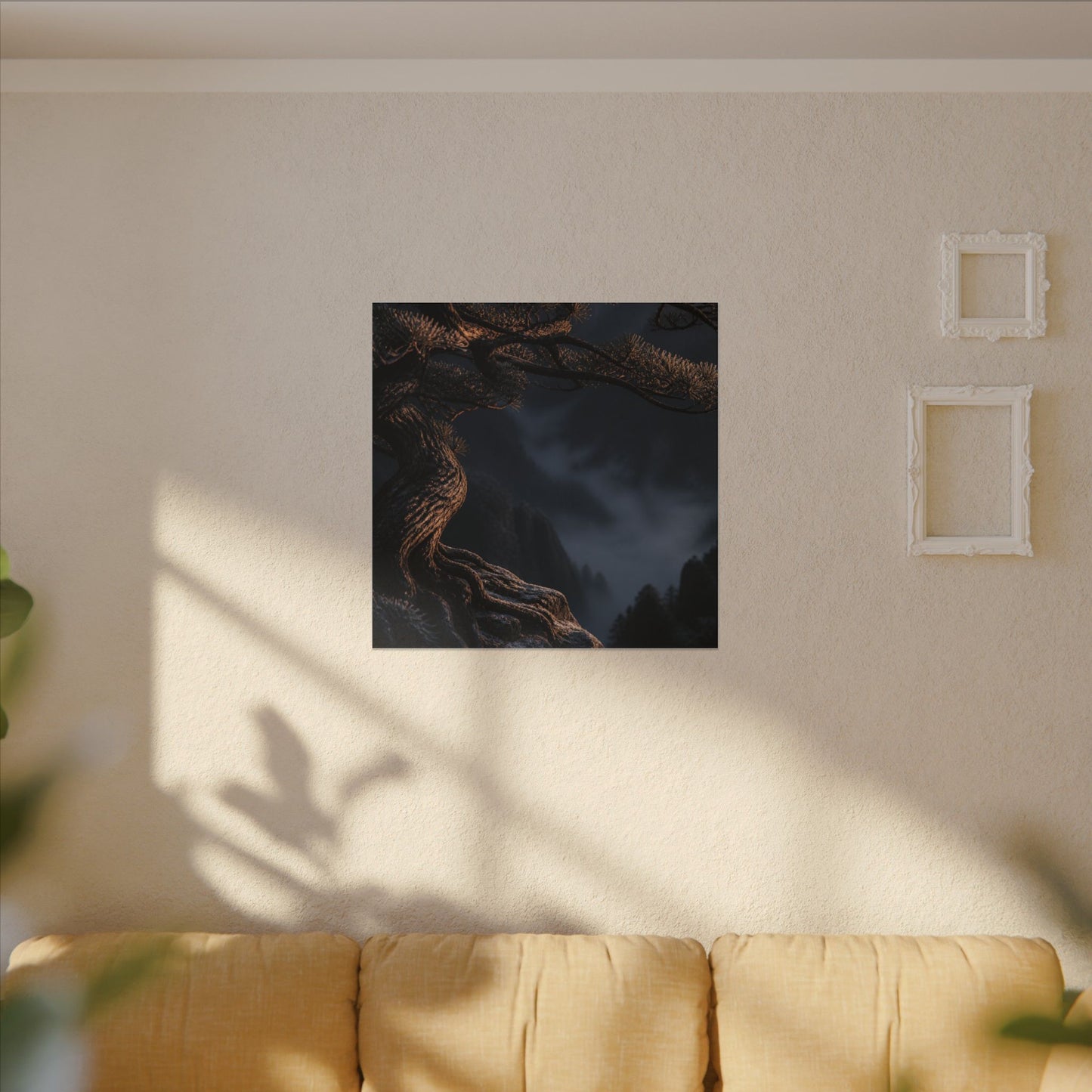 Bold Pine Tree Canvas Art - Shadow Zen Dark Japandi