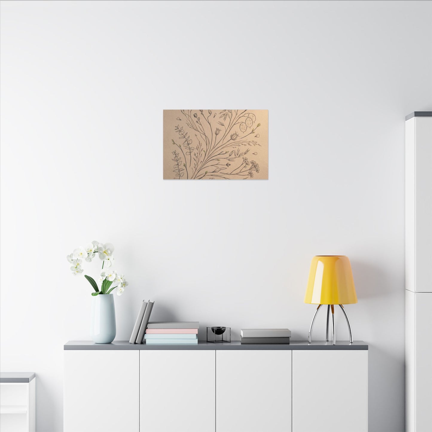 Dried Flowers Canvas Art | Spring Japandi Minimal Line Art
