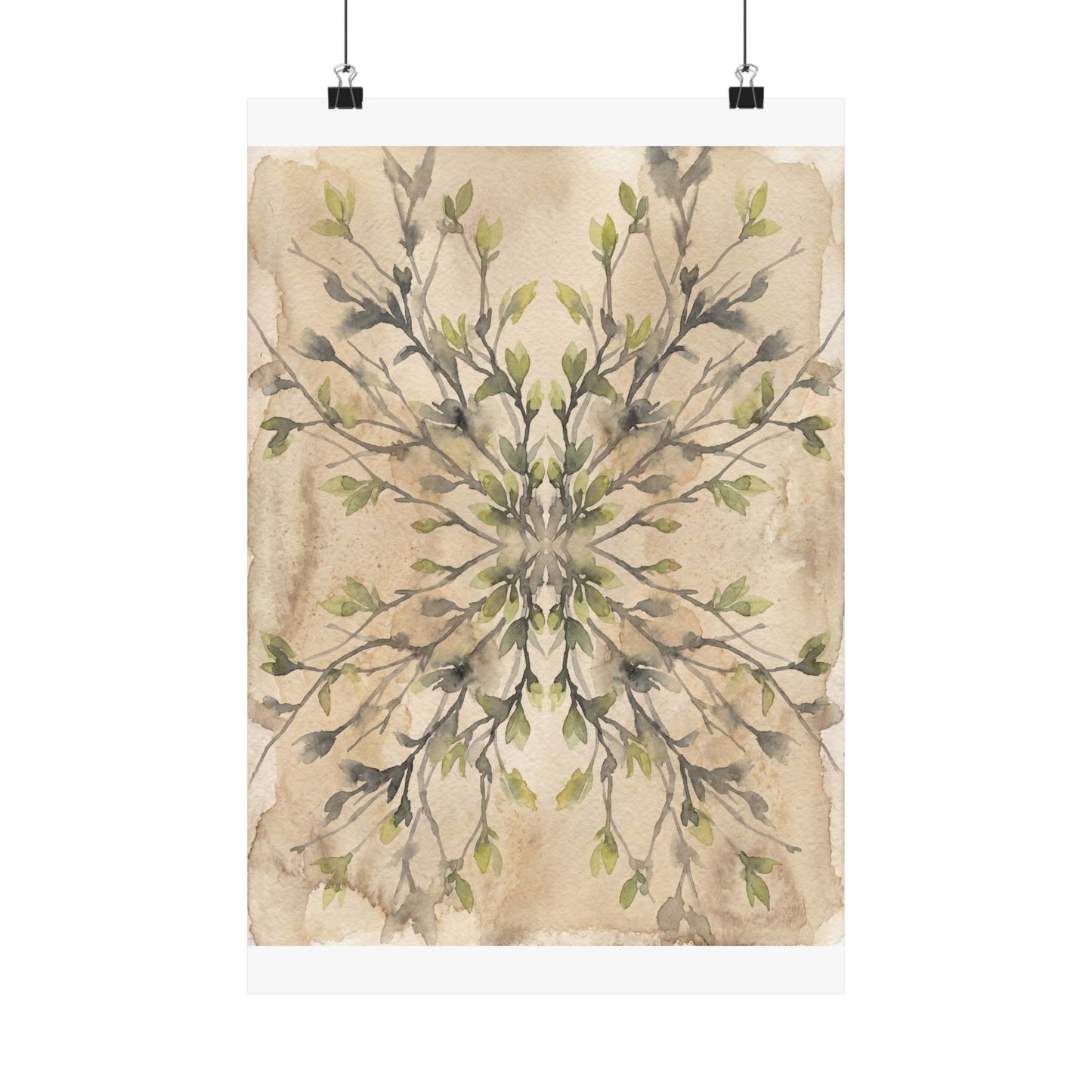 Shadow Play Watercolor Wall Art Print | Earthy Japandi Art