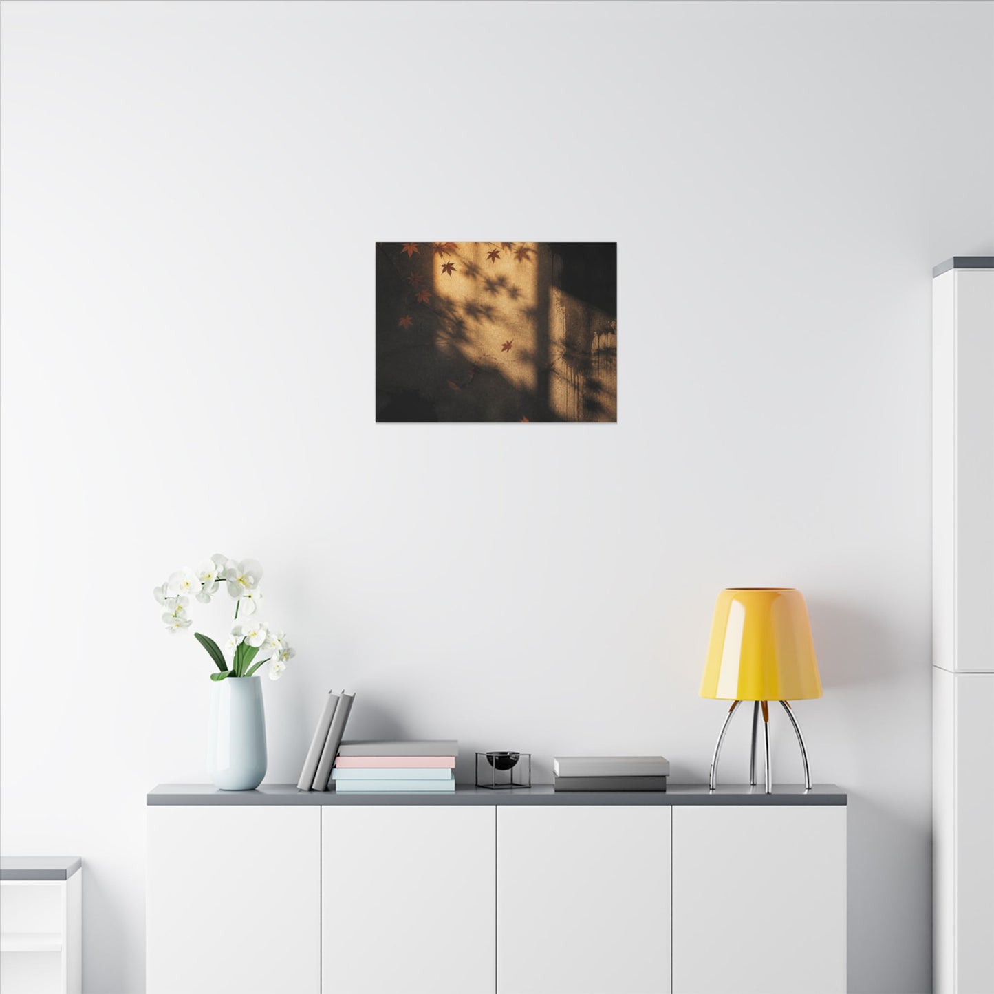 Shadow Play Canvas Art | Autumn Dark Japandi Charcoal Ink Art