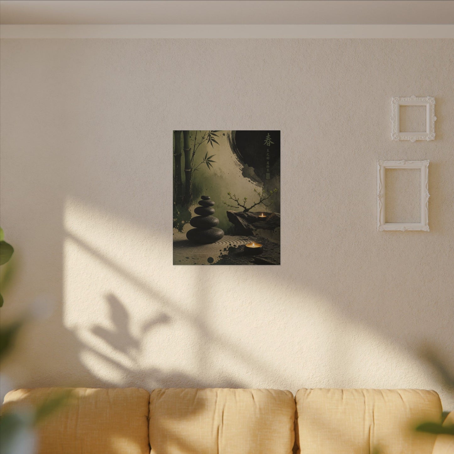 River Stones Spring Canvas Art | Zen Contemplative Design