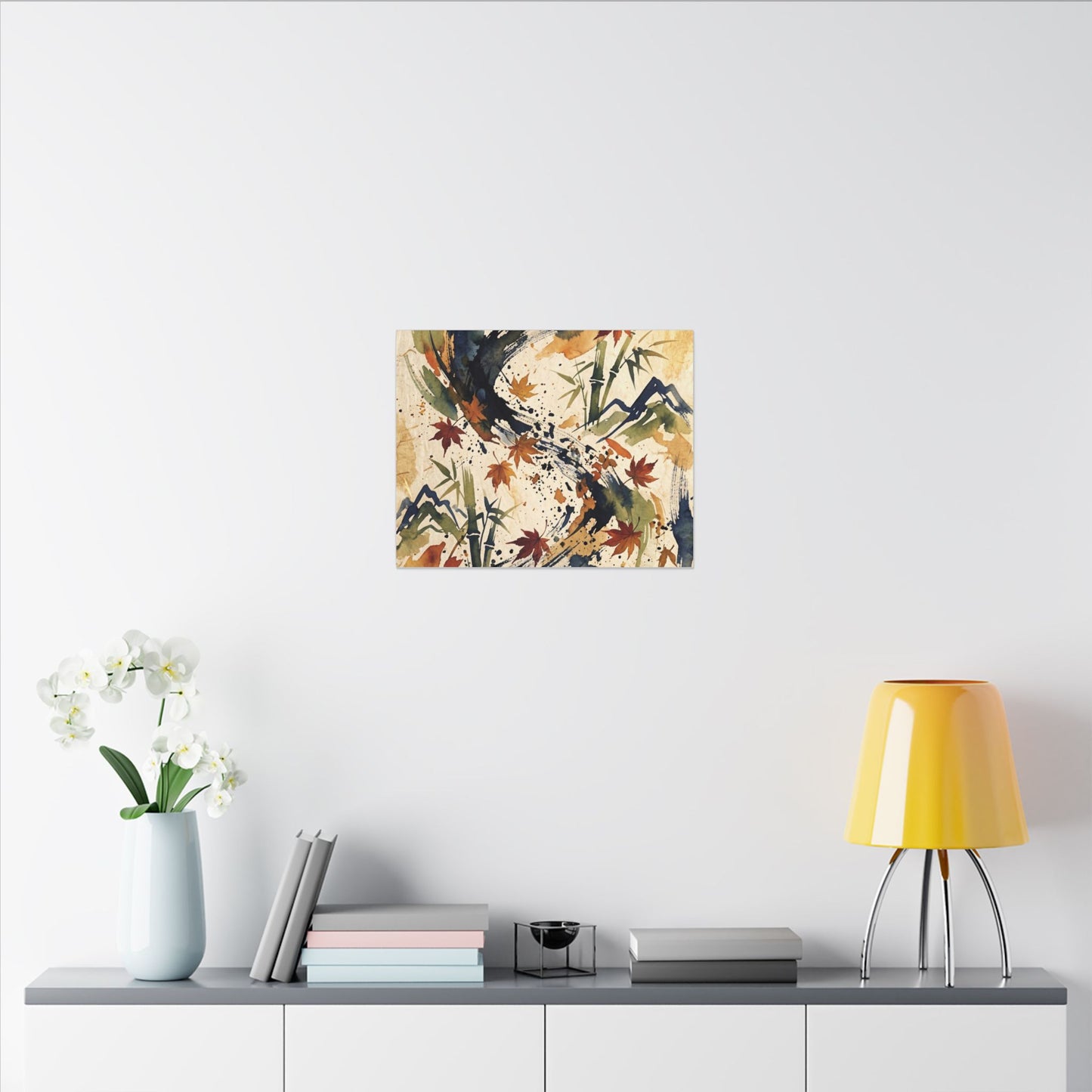 Golden Hour Ink Brushstroke Canvas Art - Zen Shibui