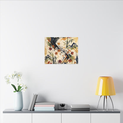 Golden Hour Ink Brushstroke Canvas Art - Zen Shibui
