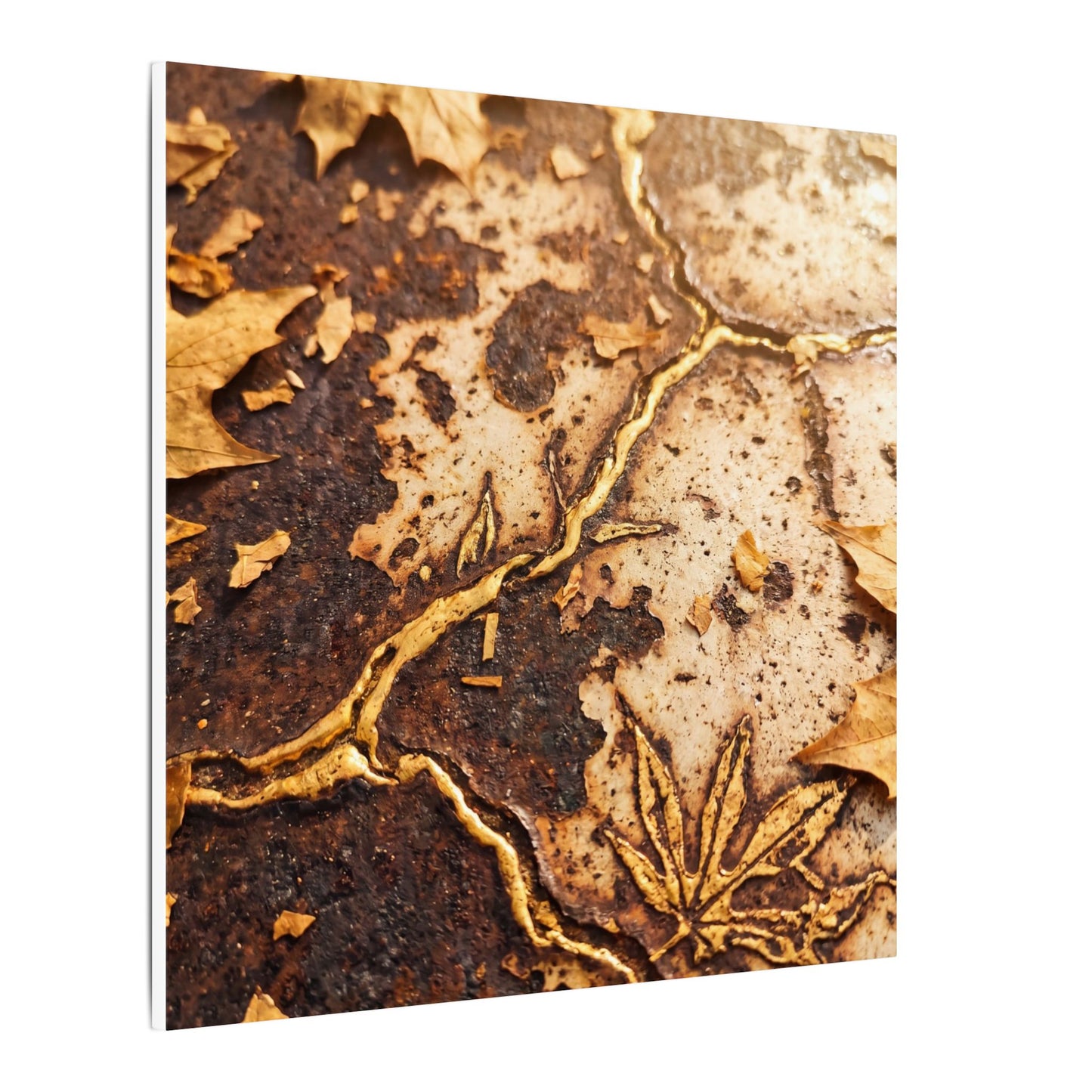 Kintsugi Rust Patina in Golden Hour | Gold Vein Canvas Art