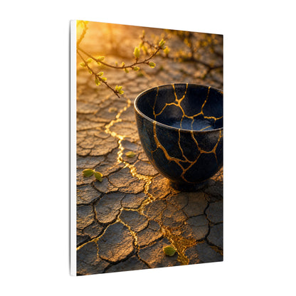 Golden Hour Cracked Earth Canvas Art - Kintsugi Fukinsei
