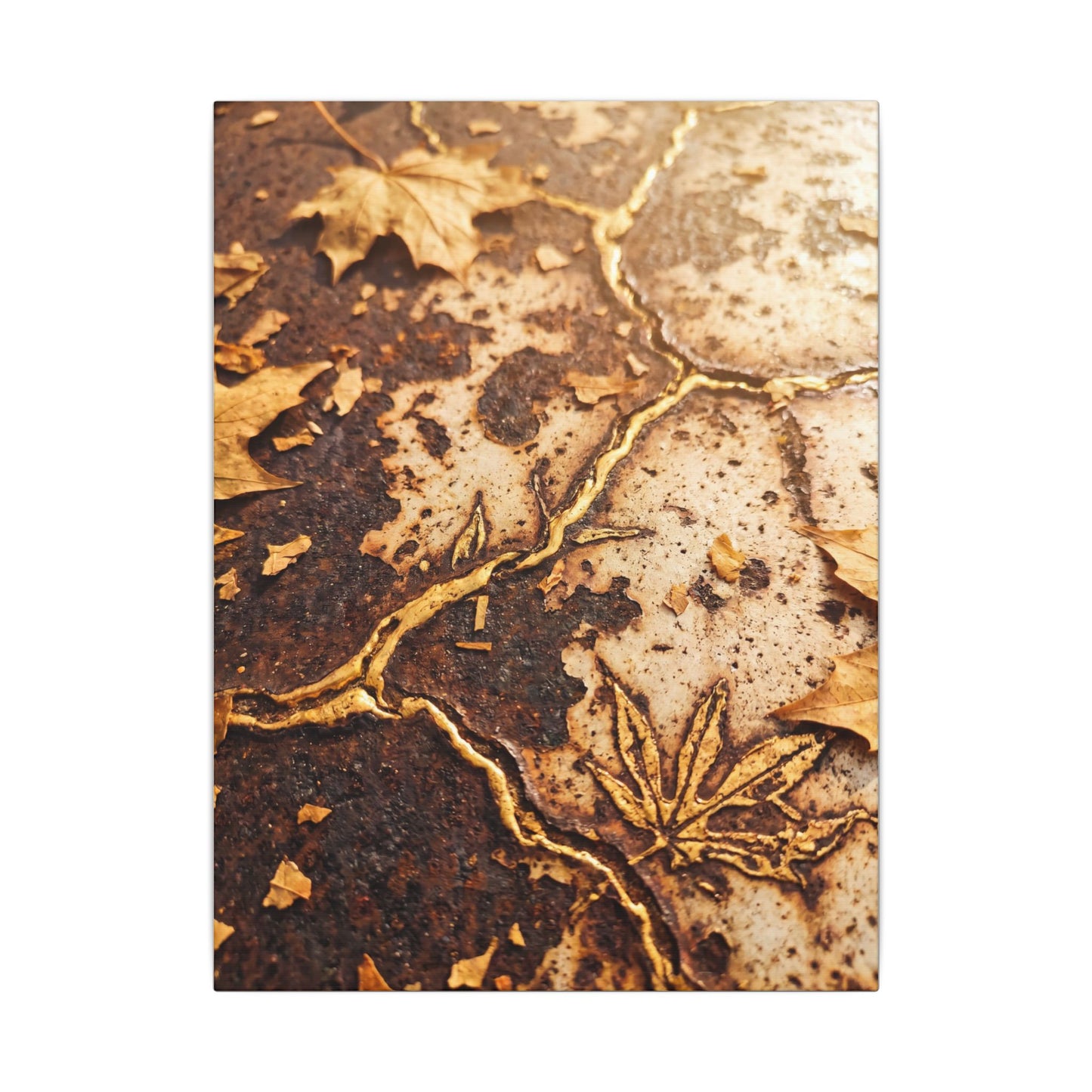 Kintsugi Rust Patina in Golden Hour | Gold Vein Canvas Art