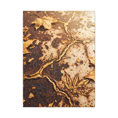 Kintsugi Rust Patina in Golden Hour | Gold Vein Canvas Art