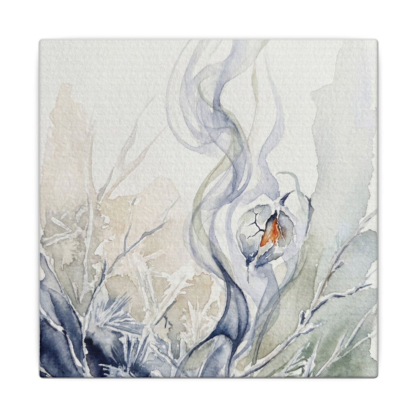 Earthy Incense Smoke Canvas Art - Watercolor Japandi