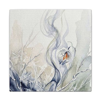 Earthy Incense Smoke Canvas Art - Watercolor Japandi