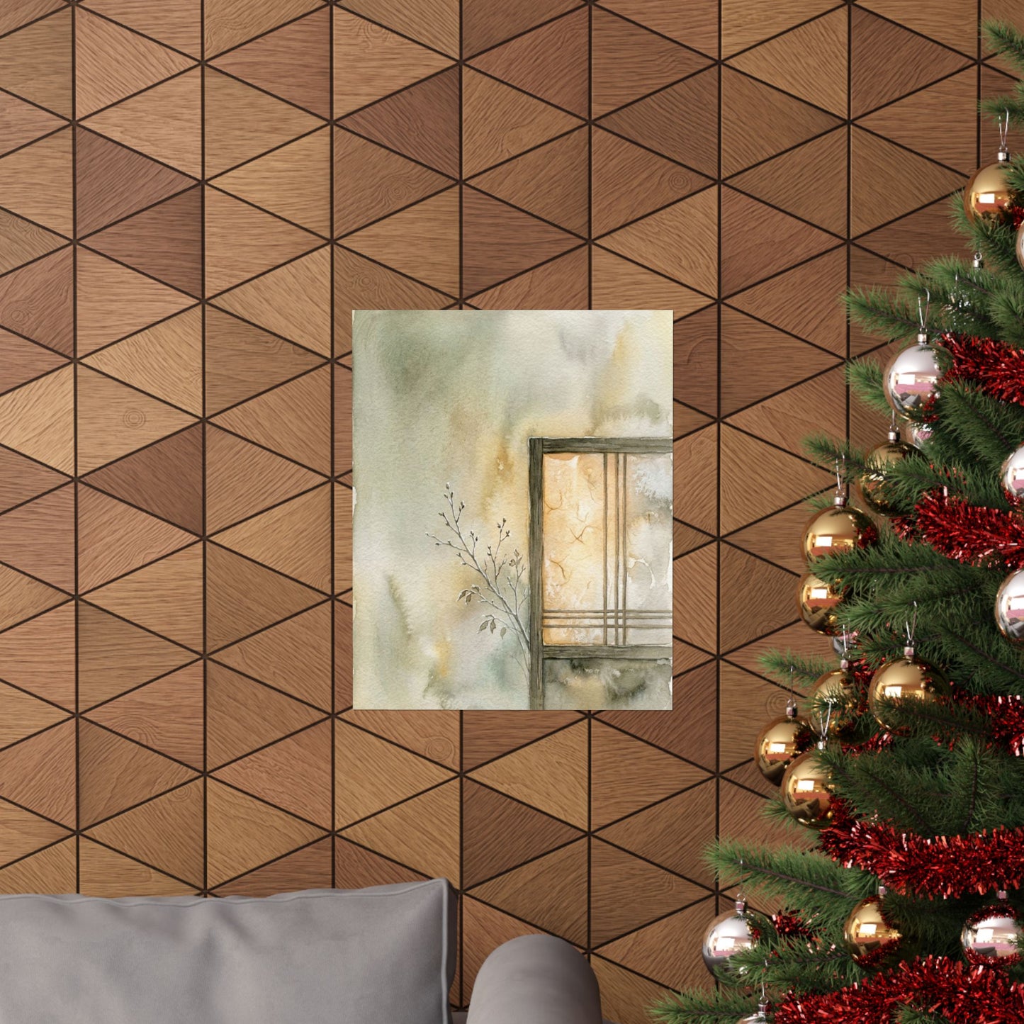 Shoji Screen Winter Wall Art Print | Japandi Earthy Design