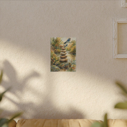 River Stones Summer Canvas Art | Japandi Cozy Design
