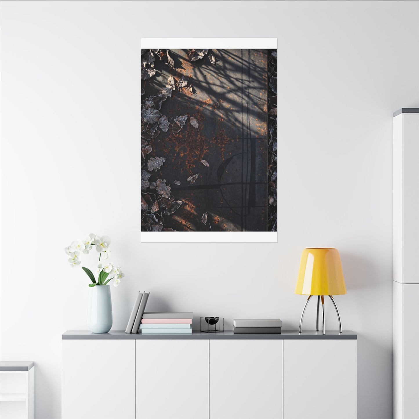 Shibui Rust Patina Canvas Art - Dark Japandi Charcoal Ink