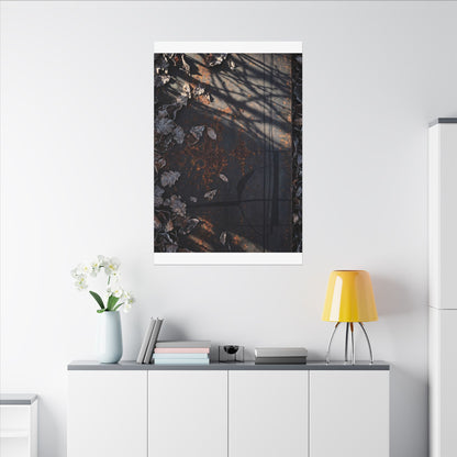 Shibui Rust Patina Canvas Art - Dark Japandi Charcoal Ink