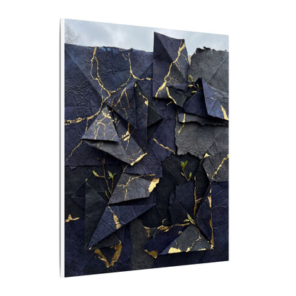 Beautiful Paper Fold Canvas Art - Crackle Gold Kintsugi