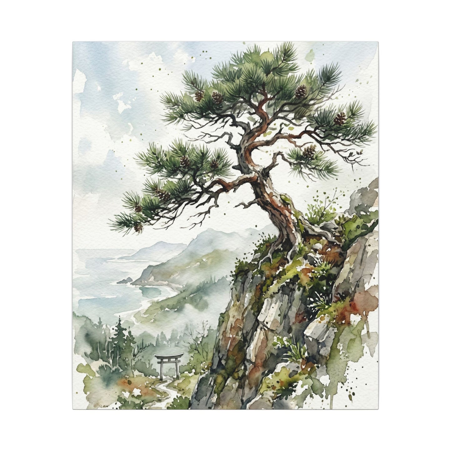 Pine Tree Spring Canvas Art | Japandi Neutral Design