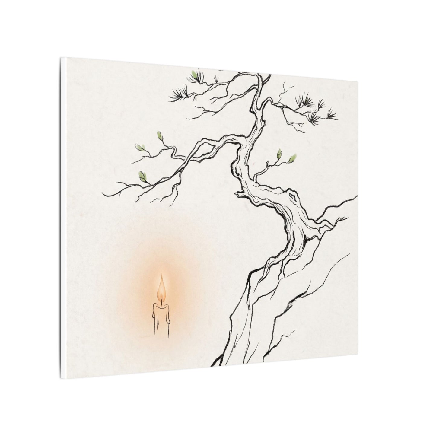 Candlelight Pine Tree Canvas Art - Japandi Shibui