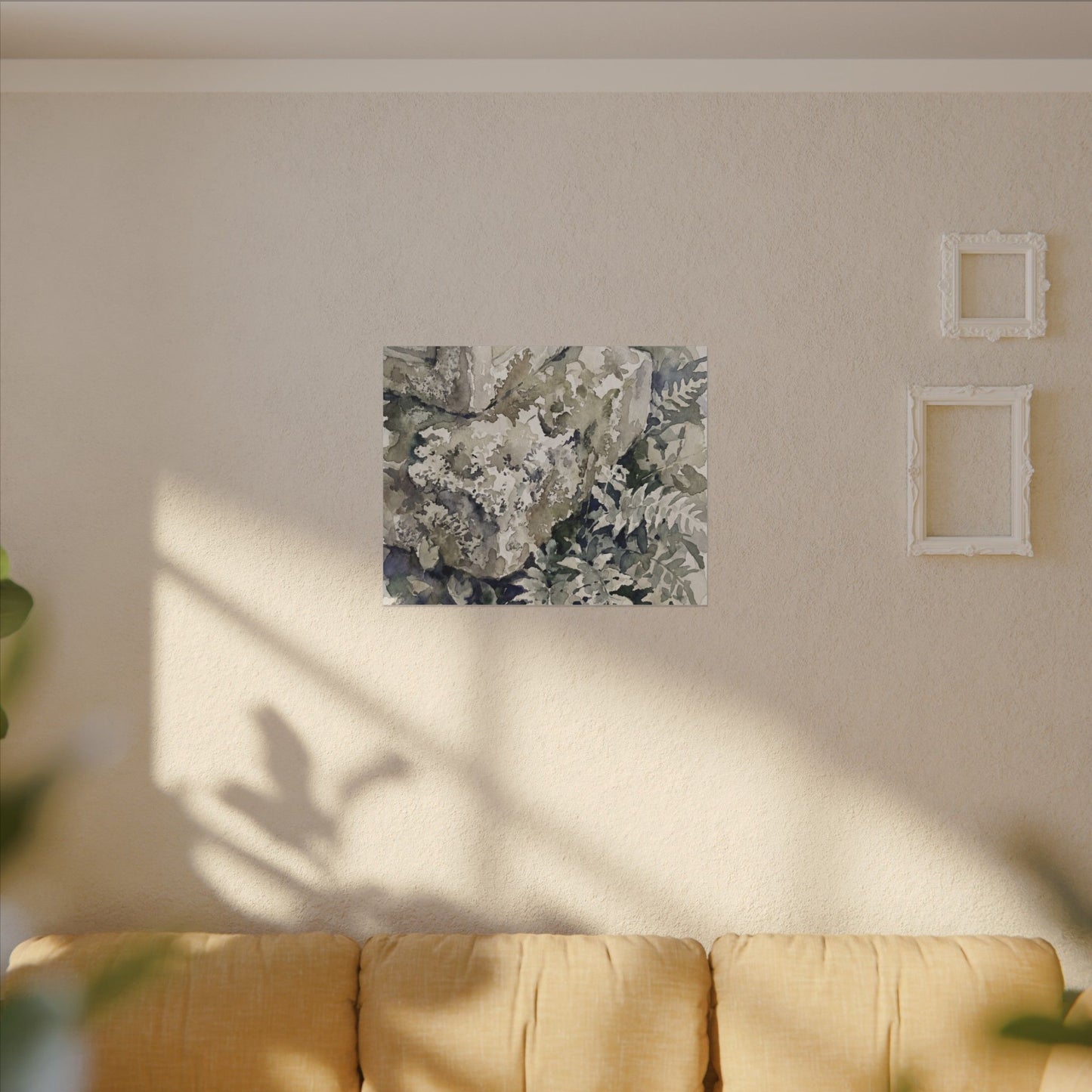 Stone Lantern Watercolor Canvas Art | Elegant Japandi Art