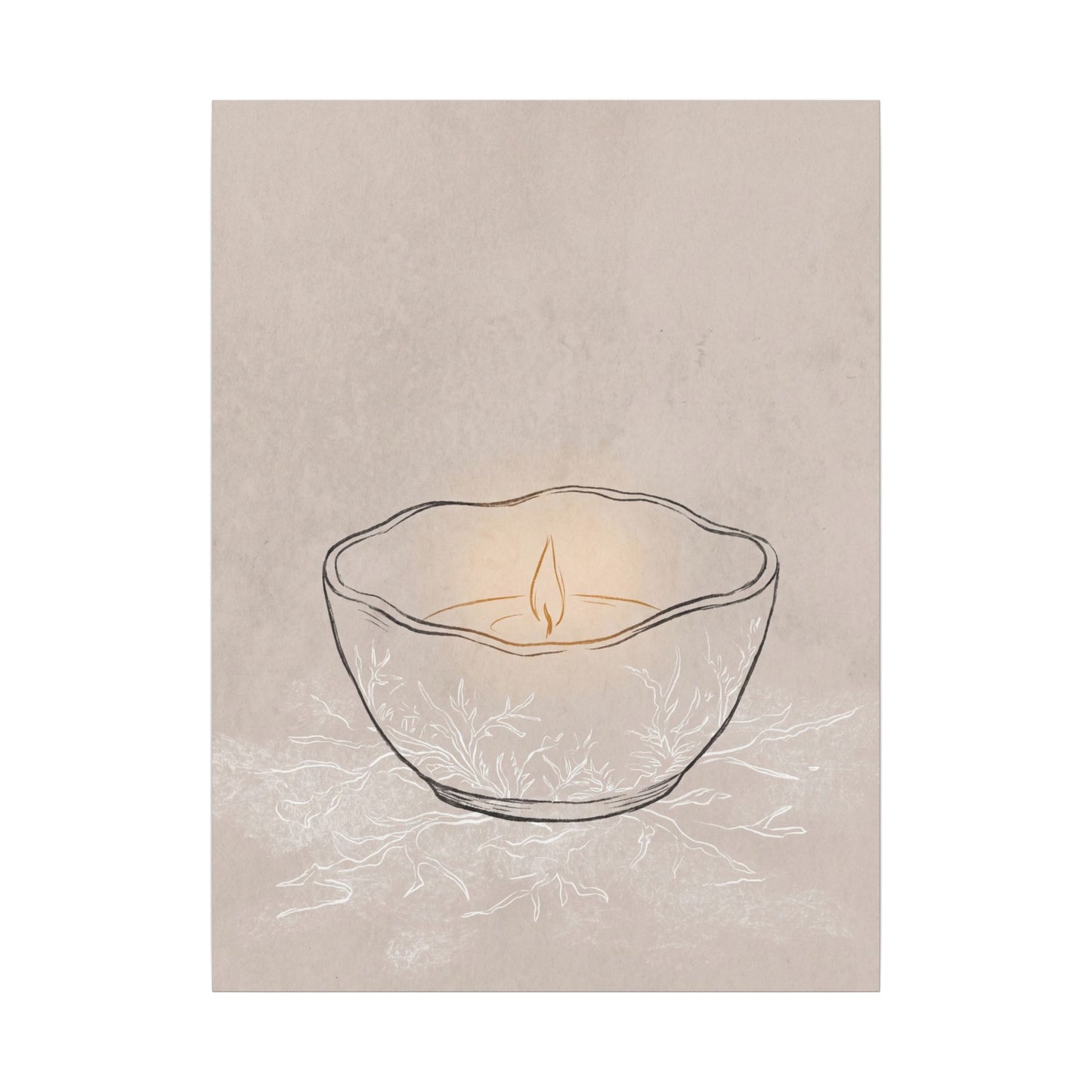 Ceramic Bowl Minimal Line Canvas Art | Neutral Japandi Art