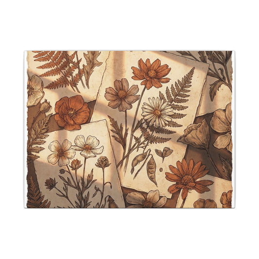 Cottagecore Dried Flowers in Golden Hour | Vintage Botanical Canvas Art