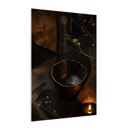 Atmospheric Ceramic Bowl Canvas Art - Shadow Zen Dark Japandi
