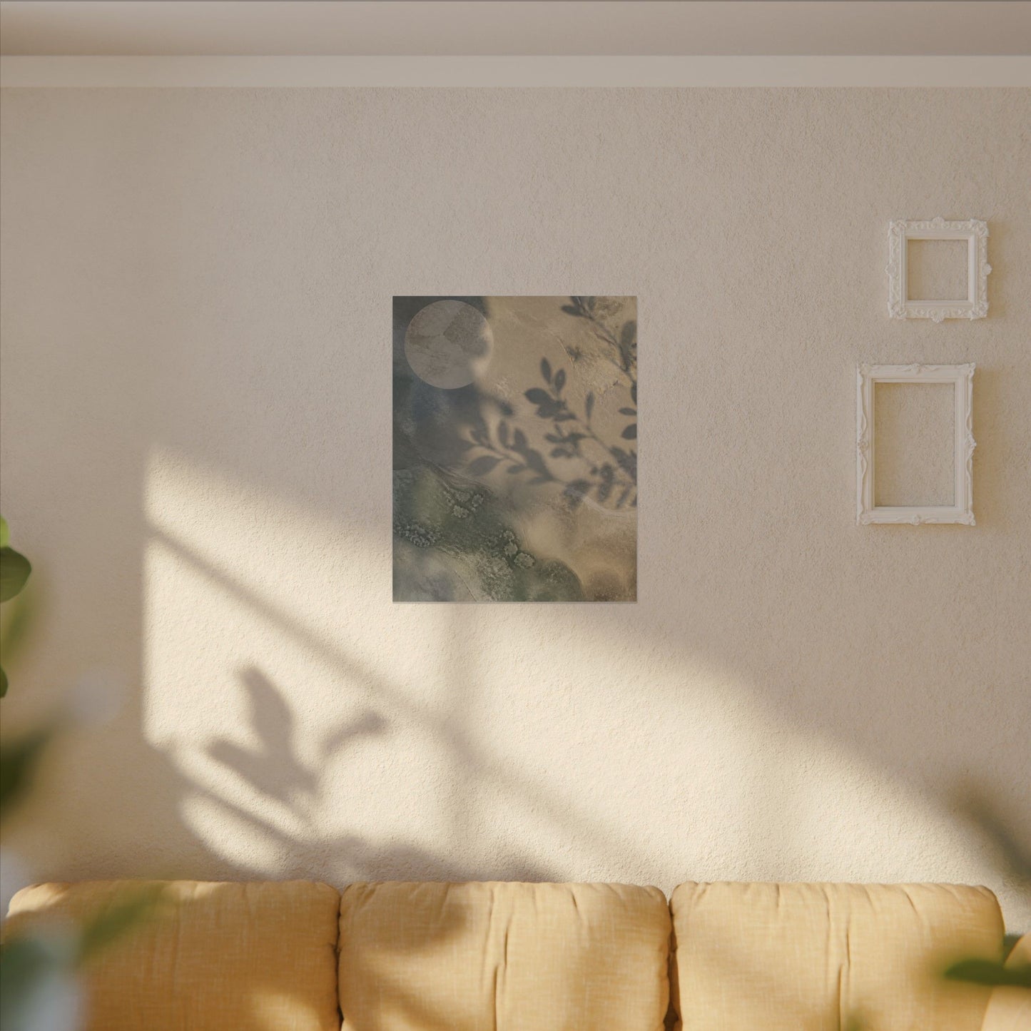 Japandi Shadow Play in Moonlight | Texture Canvas Art