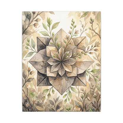 Warm Paper Fold Canvas Art - Watercolor Japandi