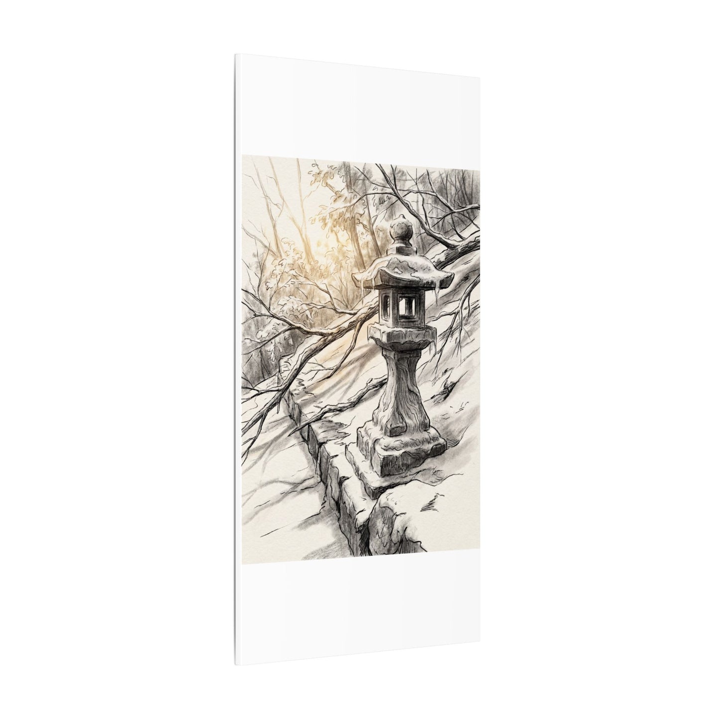 Golden Hour Stone Lantern Canvas Art - Japandi Kanso
