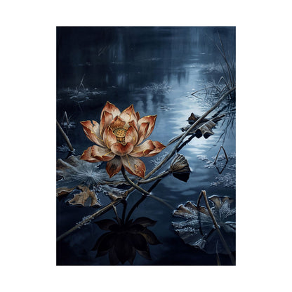 Kintsugi Lotus Flower in Moonlight | Broken Beauty Wall Art Print