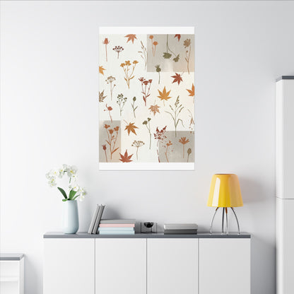 Autumn Dried Flowers Japanese Pattern Canvas Art | Elegant Decor