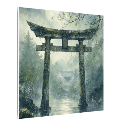 Earthy Torii Gate Canvas Art - Watercolor Japandi
