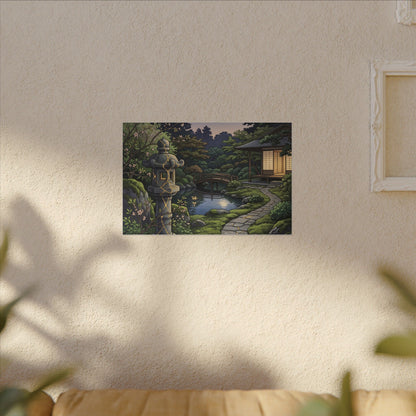 Spring Moonlit Garden Gold Vein Canvas Art | Resilient Decor