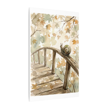 Wooden Bridge Canvas Art | Autumn Japandi Watercolor Art