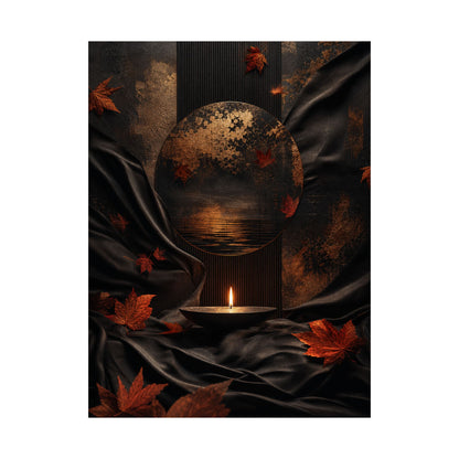 Kanso Silk Drape Wall Art Print - Dark Japandi Dark Texture