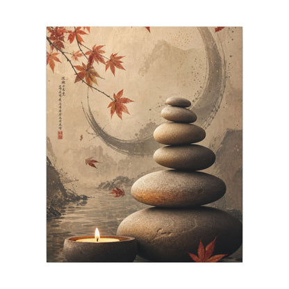Japandi River Stones in Candlelight | Japanese Pattern Canvas Art