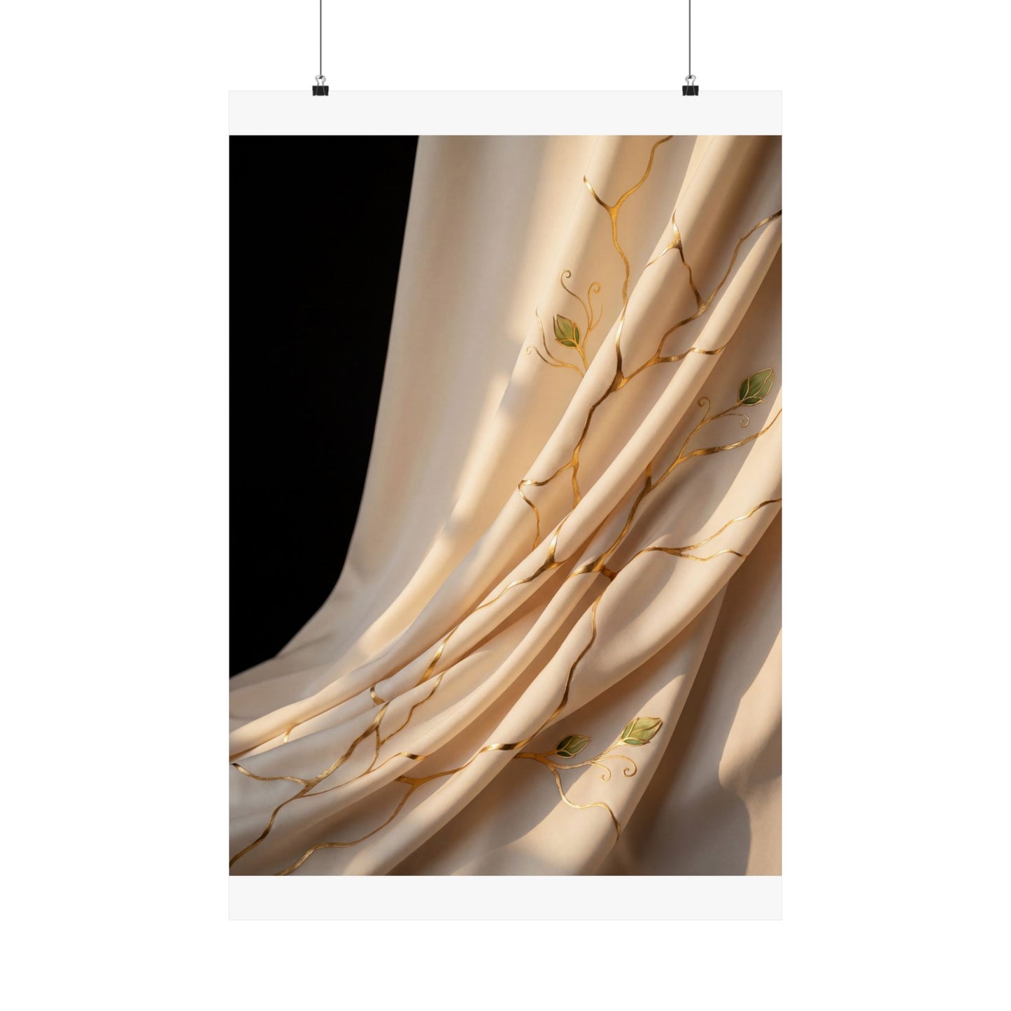 Silk Drape Crackle Gold Wall Art Print | Philosophical Kintsugi Art