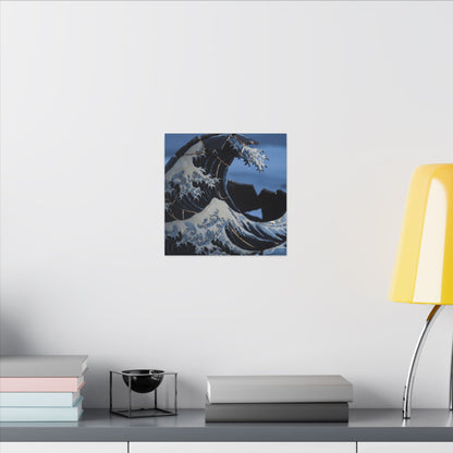 Ocean Wave Canvas Art | Winter Kintsugi Gold Repair Art