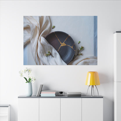 Ma Silk Drape Canvas Art - Kintsugi Gold Repair